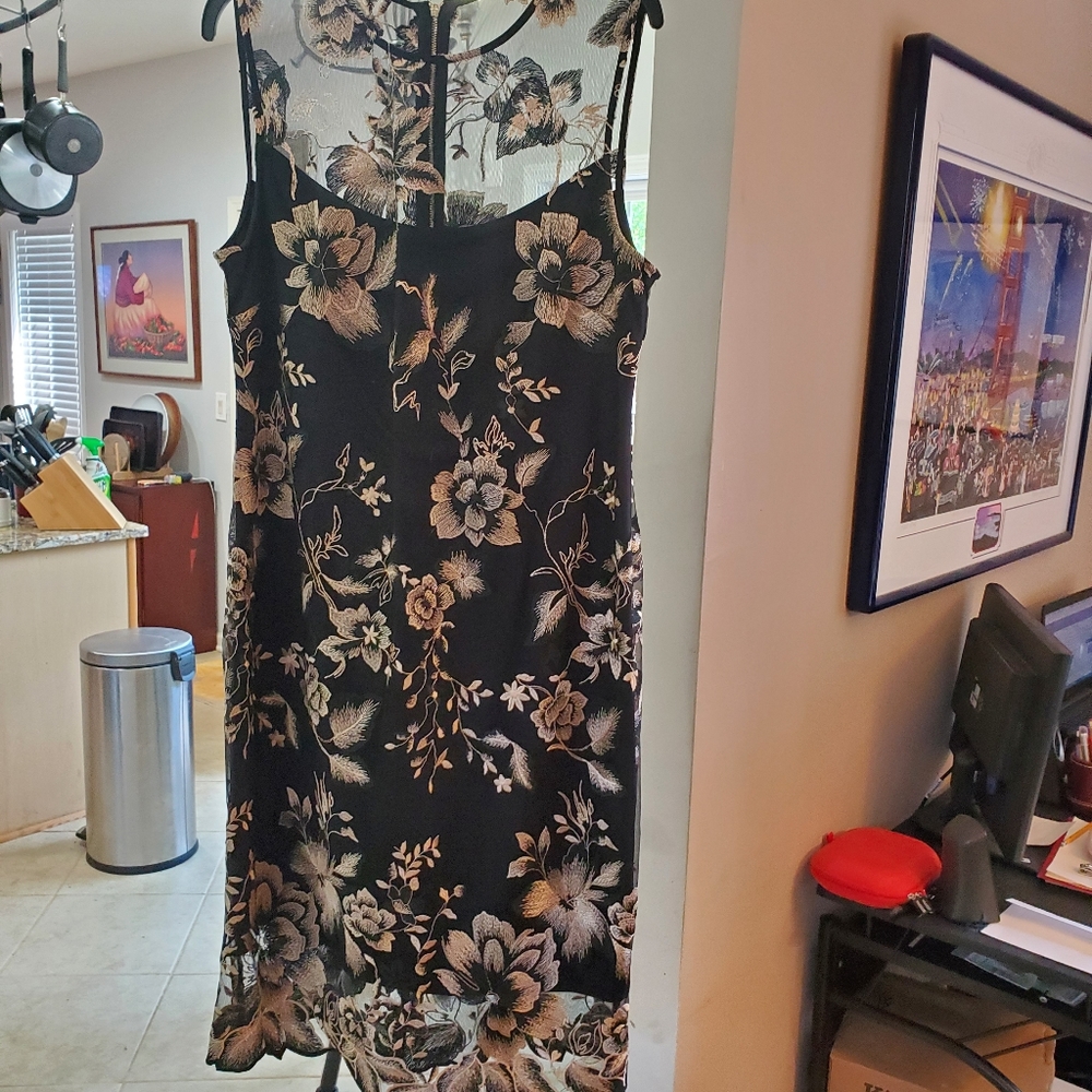 Calvin Klein Embroidered Illusion Cocktail Dress
